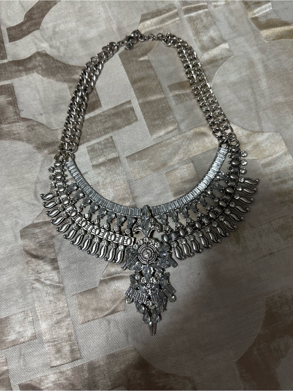 Silver Statement Bib Necklace - Women Jewelry